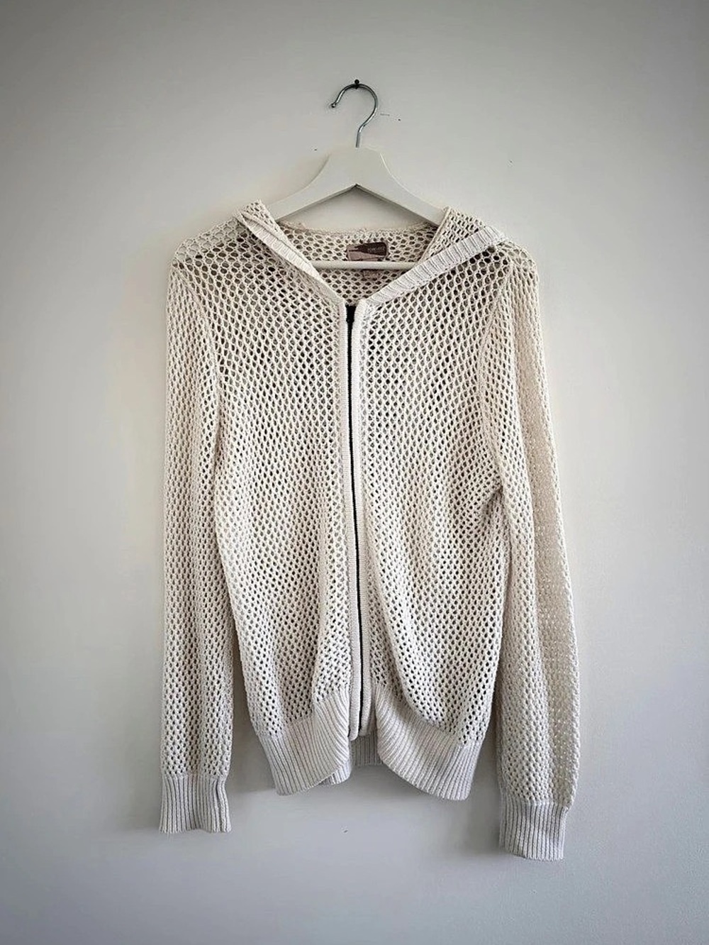 Forever 21 Cream Knit Zip Hoodie